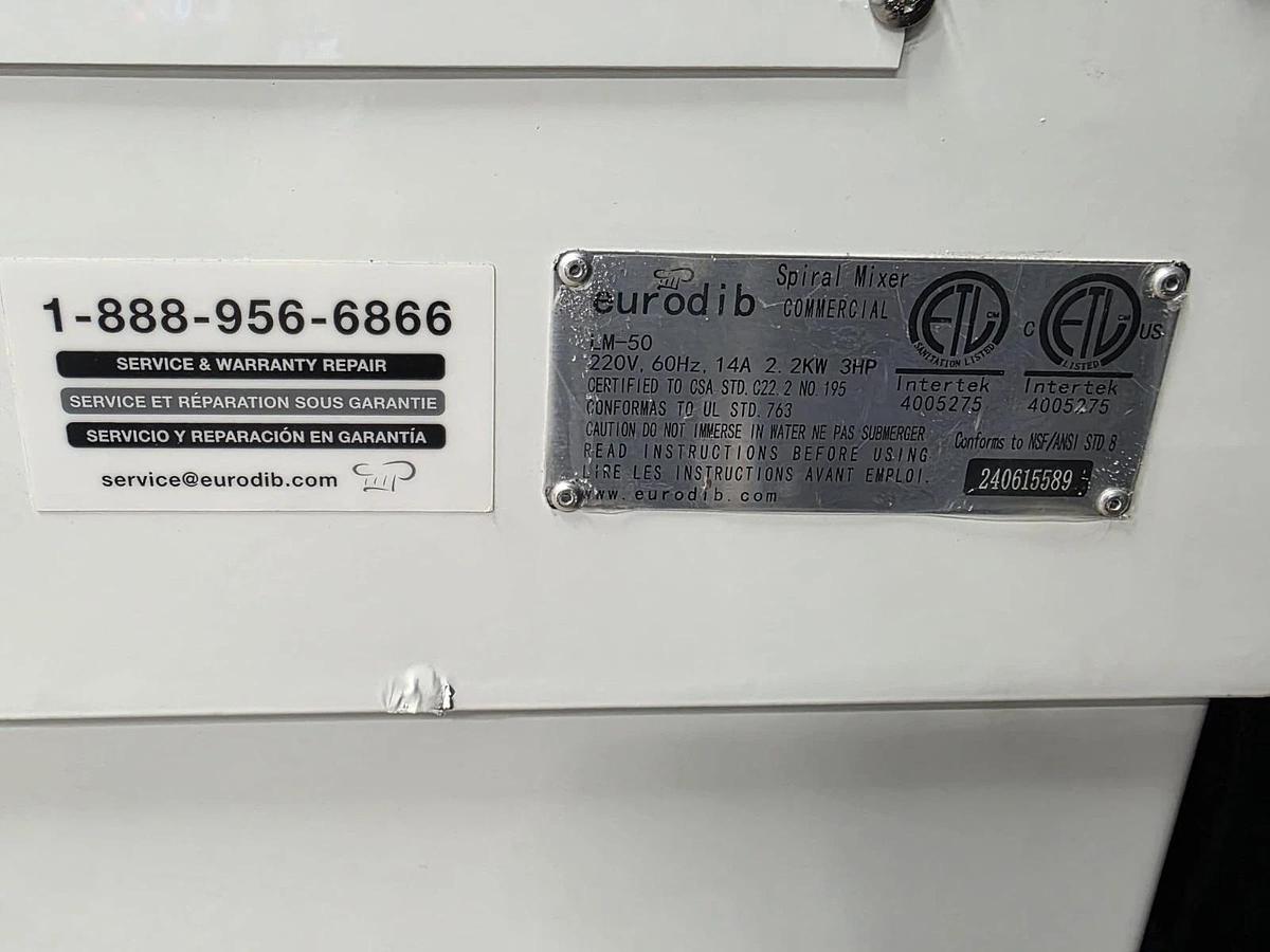 EURODIB LM-50 50 qt Spiral Dough Mixer ETL >Scratch and Dent Unit<