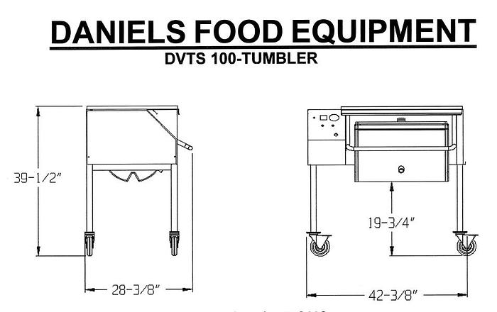 Used DANIELS DVTS 100 Vacuum Meat Tumbler 100 LB