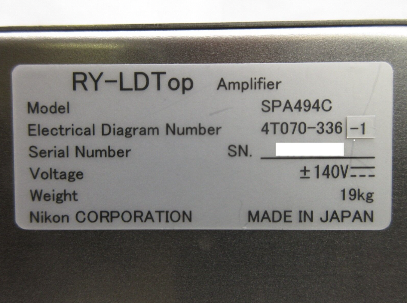 Used Nikon 4T070-336-1 RY-LDTop Amplifier SPA494C NSR-S620D ArF Immersion Used