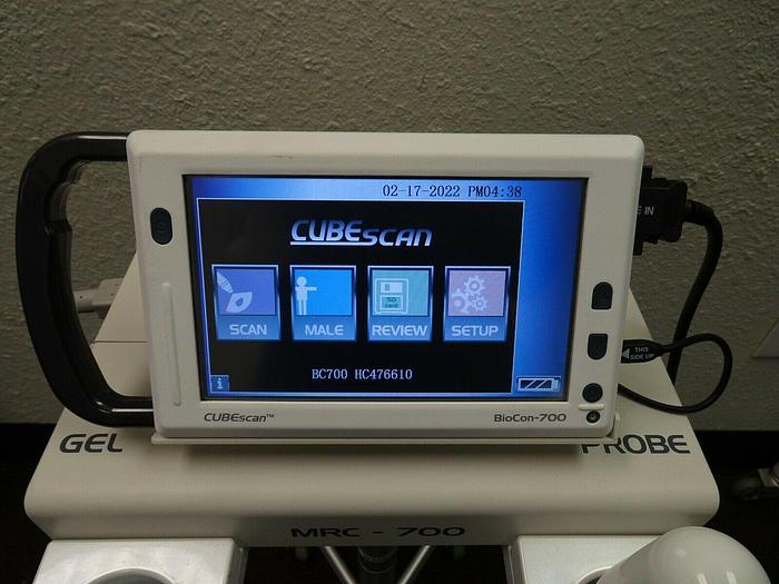 Used CubeScan Mcube BioCon-700 Bladder Scanner W/ Transducer, Cart & Power Supply