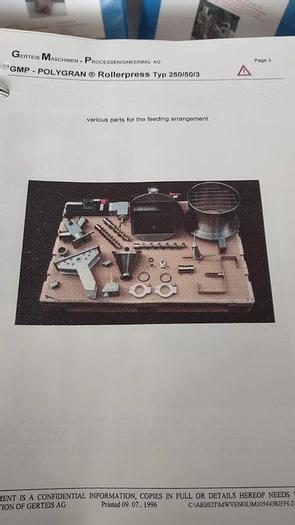 Used GERTEIS 3W POLYGRAN ROLLER COMPACTOR (#9876)