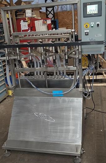 Used Liquid Packaging Solutions 8 Head Inline auto filler - pressure gravity