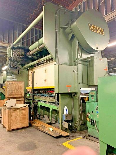 Used Verson Model 400-B2-216-60 Straight Side Double Crank Press, New 1985.