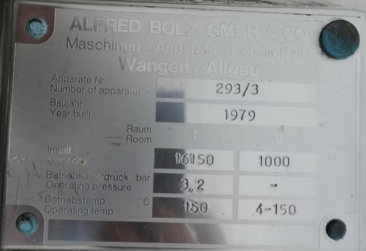 Used 16,000 Litre 316 Stainless Steel Pressure Tanks with Jet Stream Agitator