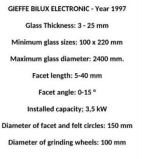 Usato Molatrice e Bisellatrice, INTERMAC GIEFFE modello Bilux 2 E - per vetri sagomati