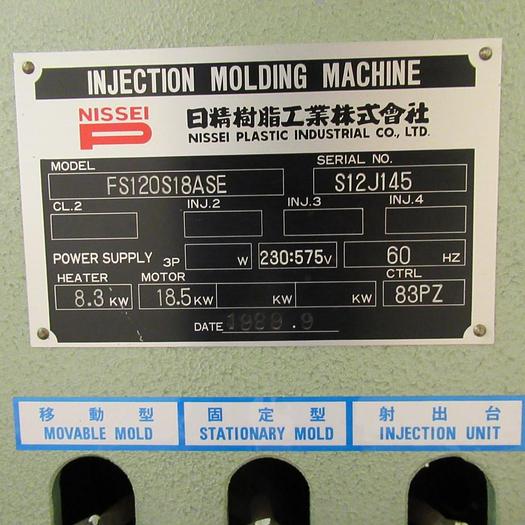 Used Nissei FS120S18ASE Injection Molding Machine 