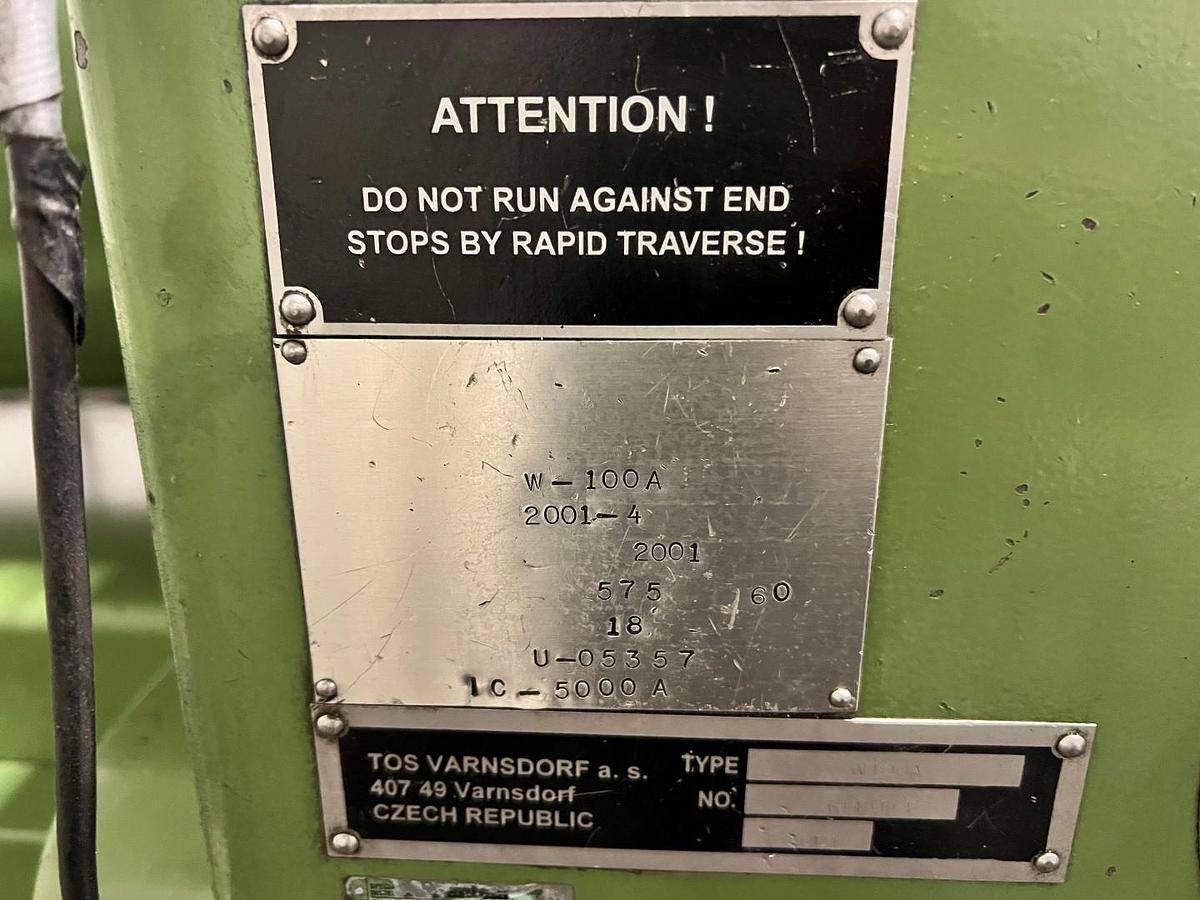 Used TOS W-100A Horizontal Boring Mill