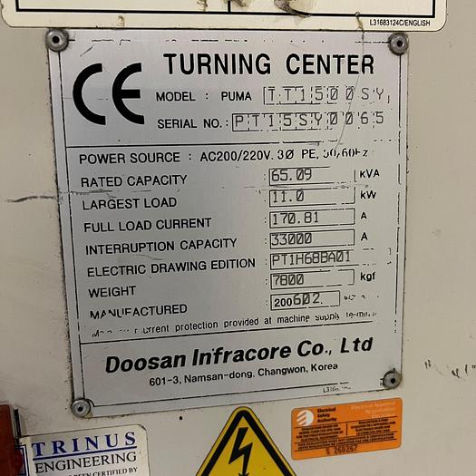 Used DOOSAN TT-1500SY TURNING CENTER