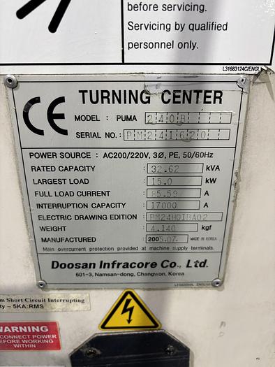 Used Doosan Puma 240B Turning Center