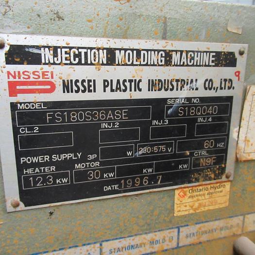 Used Nissei FS180S36ASE Injection Molding