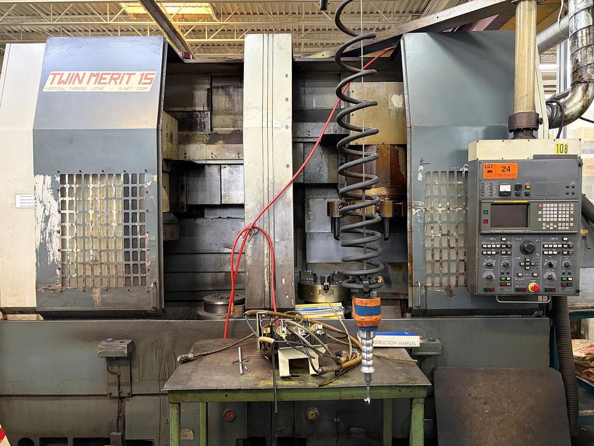 Used G-NET TWIN MERIT 15 CNC VERTICAL TURNING CENTER (TWIN SPINDLE)