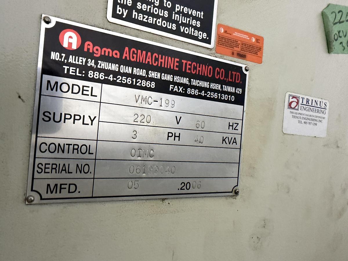 Used AGMA VMC-199 CNC VERTICAL MACHINING CENTER