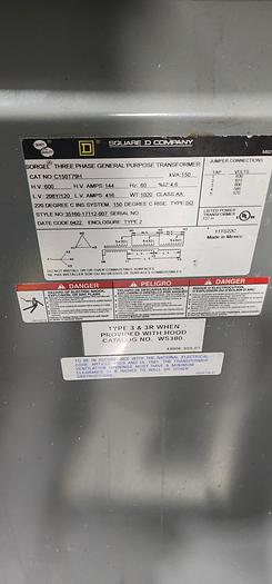 Used 150 KVA 600V to 208/120V TRANSFORMER