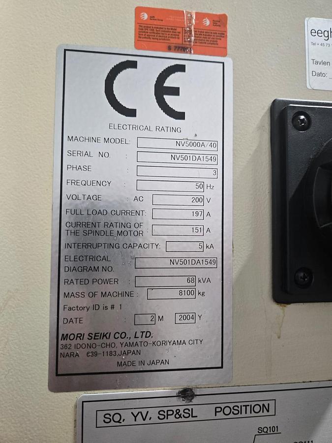 Used Mori Seiki NV5000A/40 Vertical Machining Center