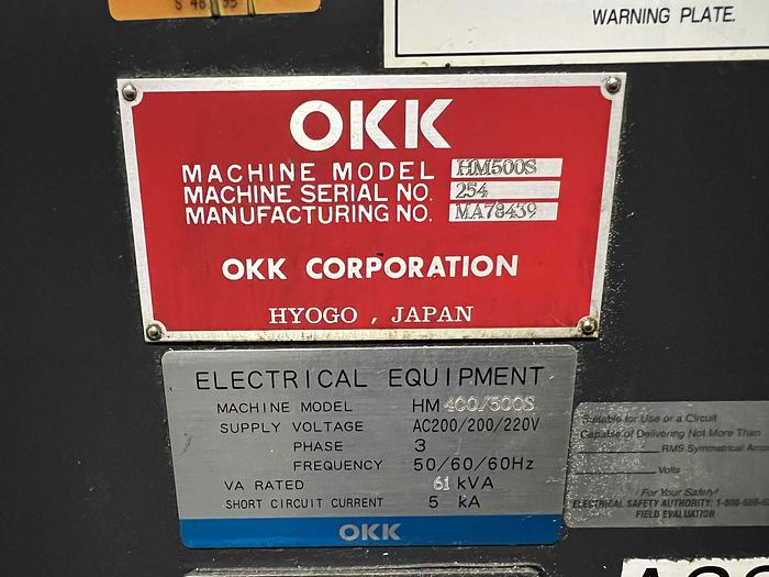 Used OKK HM500S HORIZONTAL MACHINING CENTER 