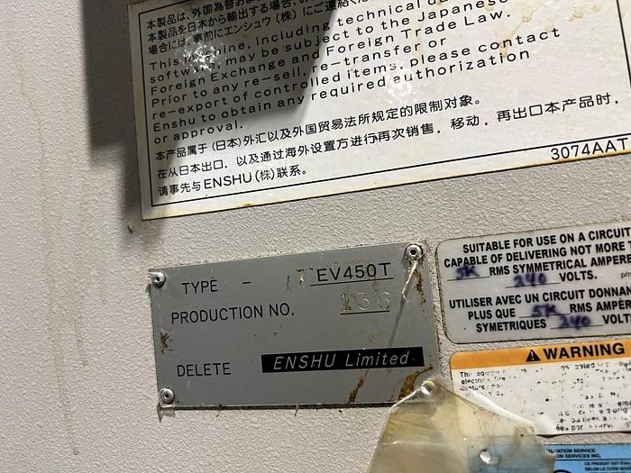 Used Enshu EV450T Vertical Machining Center 