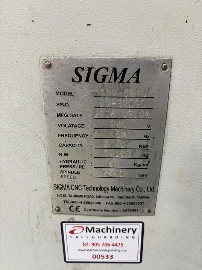 Used 2006 Sigma SDV-3219 Vertical Machining Center