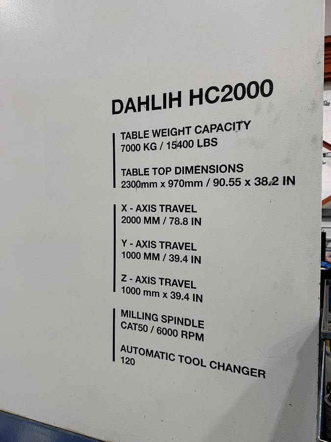 Used DAH LIH HC-2000 CNC HORIZONTAL MACHINING CENTER