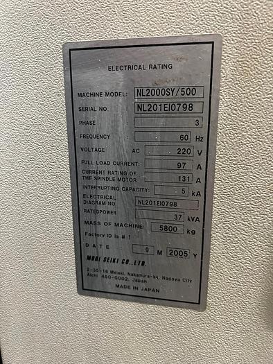 Used Mori Seiki NL2000SY/500 Turning center
