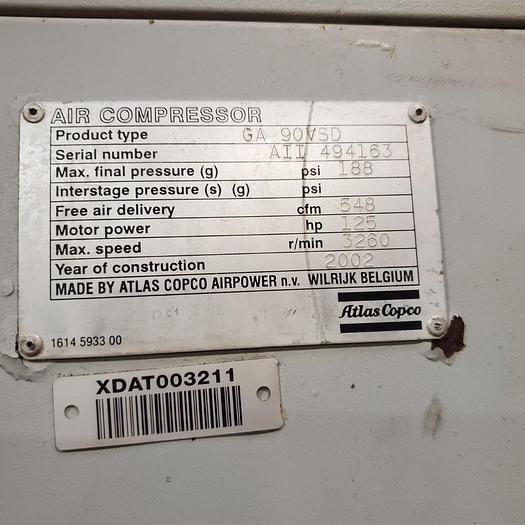 Used 2002 GA 90VSD Compressor