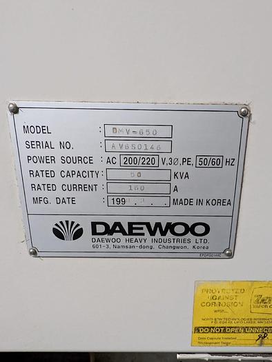 Used Daewoo DMV 650 Vertical Machining Center