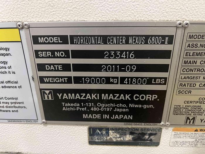Used MAZAK HCN 6800-II HMC