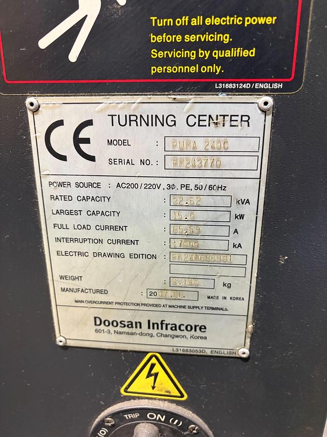 Used DOOSAN 240C CNC TURNING CENTER