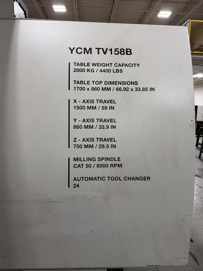 Used YCM TV158B CNC VERTICAL MACHINING CENTER