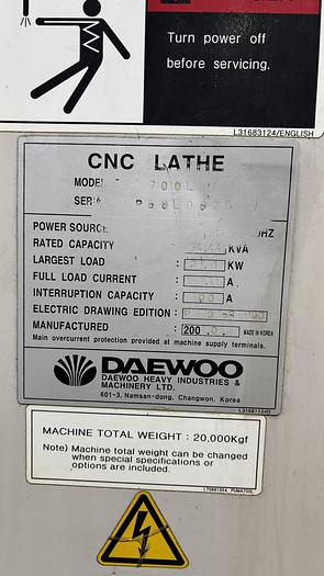 Used DAEWOO PUMA 700L TURNING CENTER