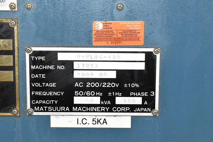 Used Matsuura  H.Plus-405 Horizontal Machining Center