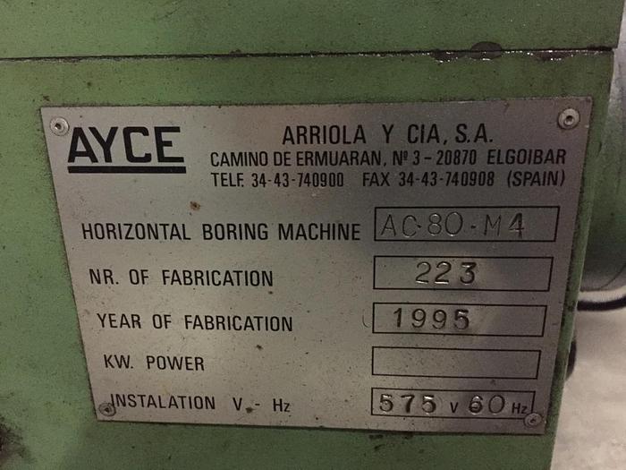 Used Ayce AC 80 M4 Horizontal Boring Mill
