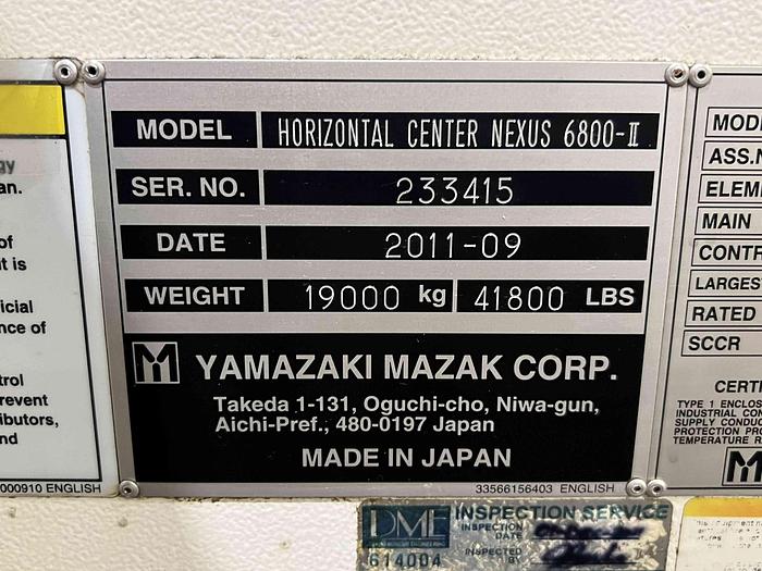 Used MAZAK HCN 6800-II HMC