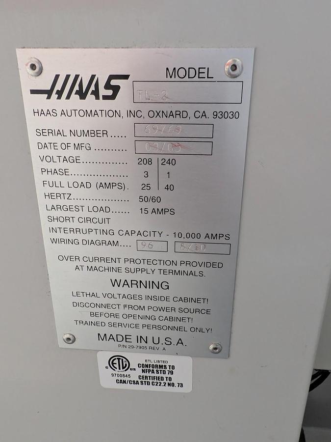 Used HAAS TL-2 CNC TURNING CENTER