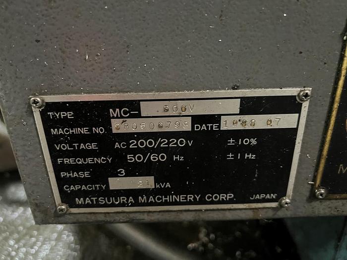 Used Matsuura MC-600V Vertical Machining Center 