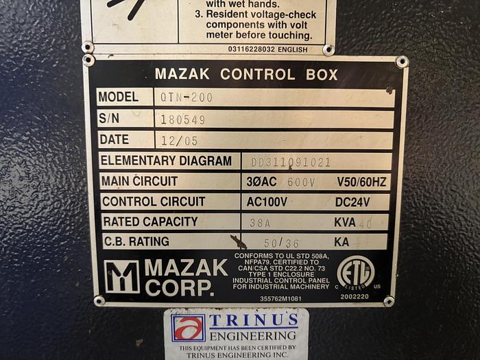 Used MAZAK QTN-200-II TURNING CENTER