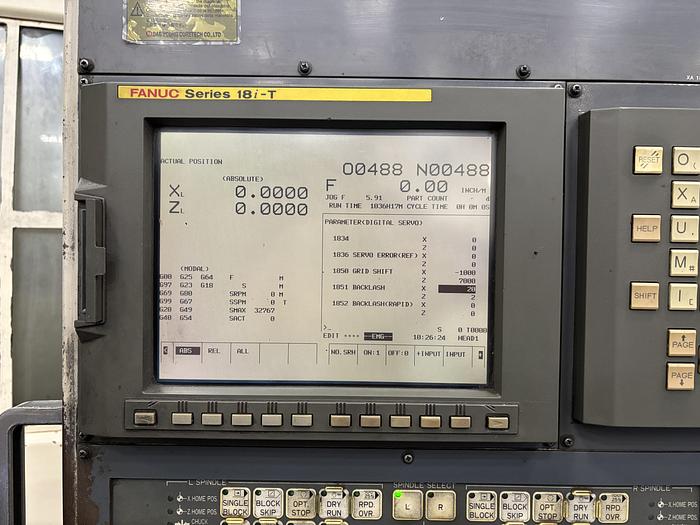 Used Okuma & Howa Model 2SP-V55 Twin Spindle CNC Vertical Turning Lathe