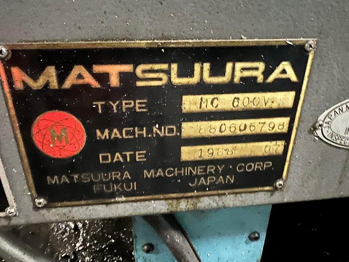 Used Matsuura MC-600V Vertical Machining Center 
