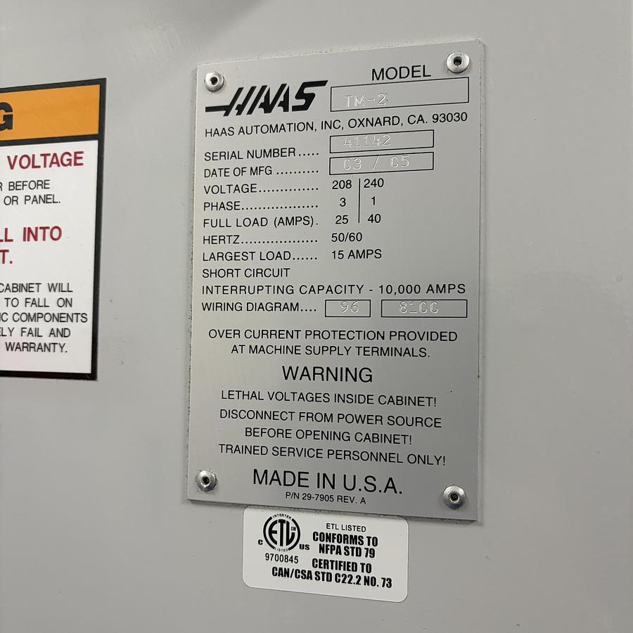 Used HAAS TM-2 VERTICAL MACHINING CENTER