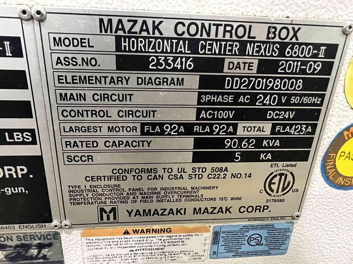 Used MAZAK HCN 6800-II HMC