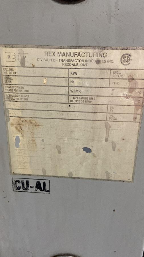 Used Rex 45 kVA 600-H 208/120 -L, 3phase ISO