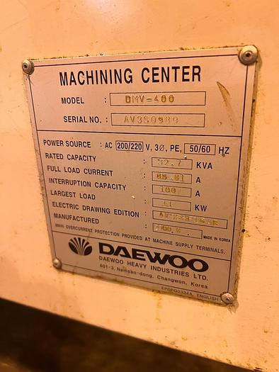 Used Daewoo DMV400 Vertical Machining Center