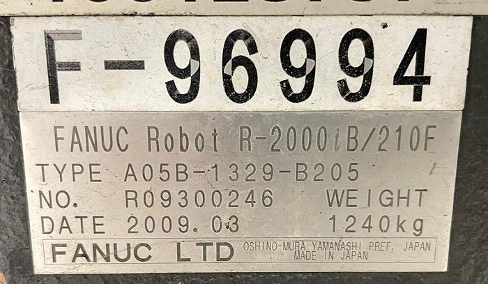 Used FANUC R2000iB/210F 6 AXIS ROBOT WITH R30iA CONTROLLER