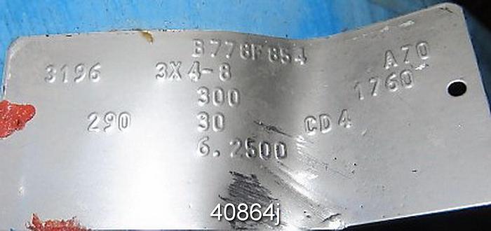 Used Goulds 3196 3x4x8, SS Casing, 4- Vane 6.25" SS Impeller #40864