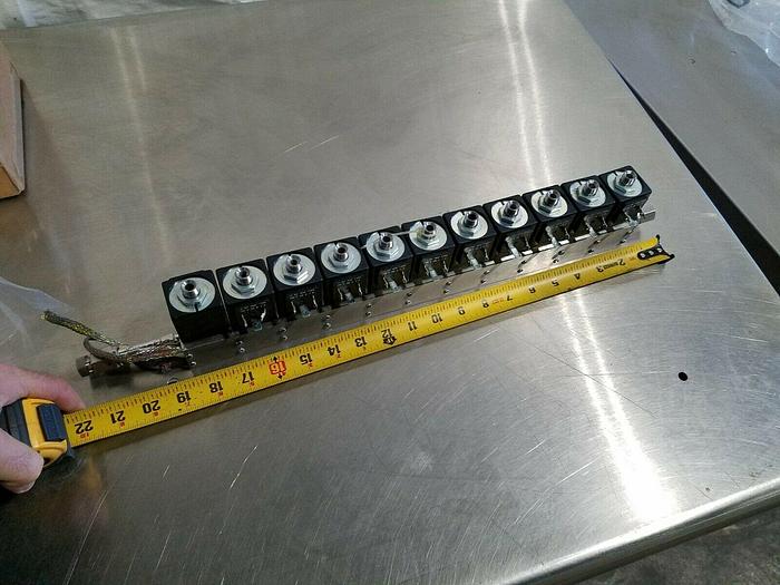 Used Solenoid Valve Manifold 11 Valves All Stainless Steel 24V