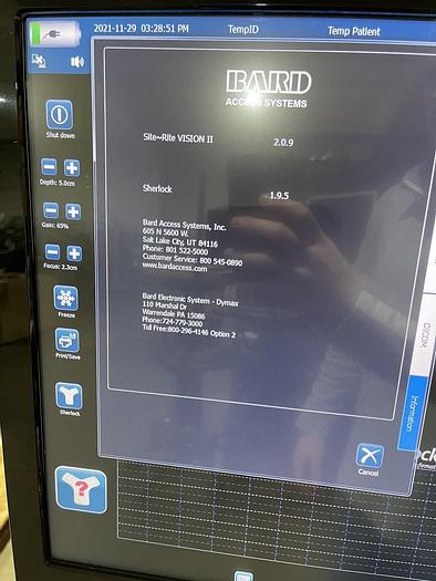 Used Bard Site Rite Vision Ultrasound