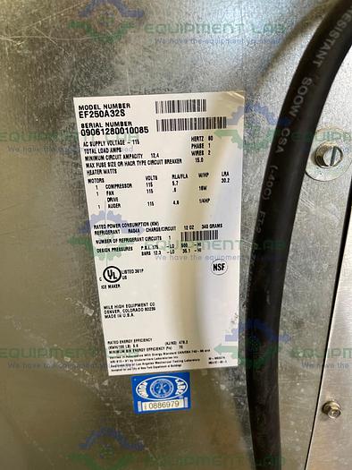 Used Ice-O-Matic EF250A32S Stainless Steel Flake Ice Maker 24-hr, Air-Cool, 115V