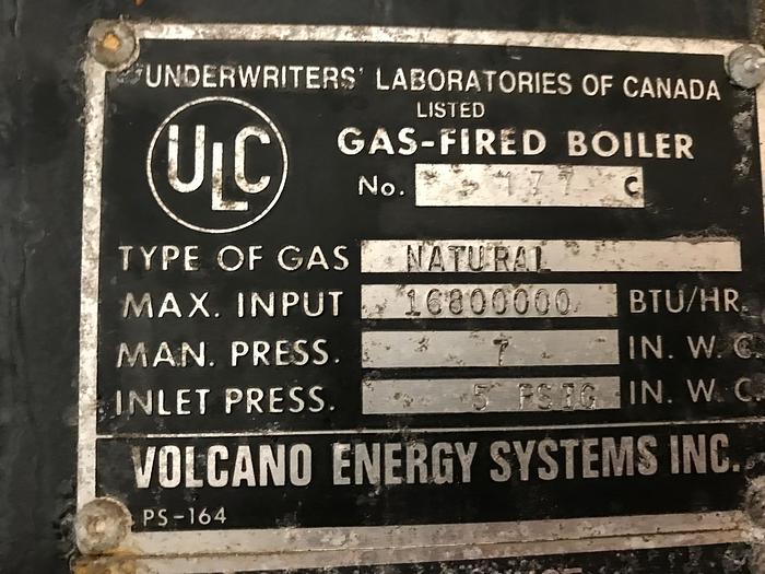 Used 400 HP Volcano Natural Gas Boiler