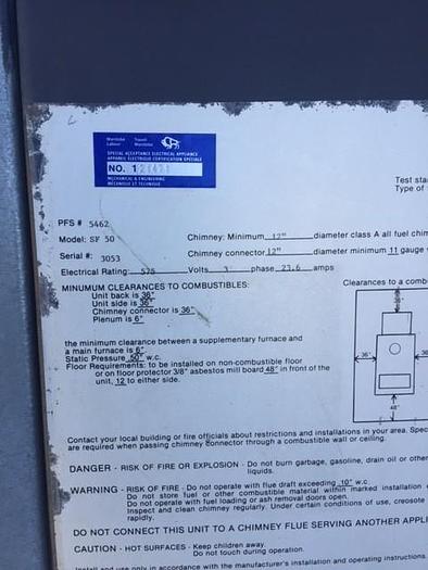 Used Cresswood Sawdust Fired Furnace (2 available)