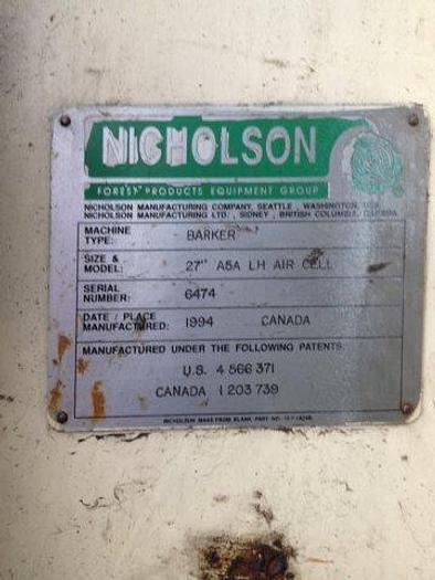 Used 1994 27" Nicholson A5A Debarker