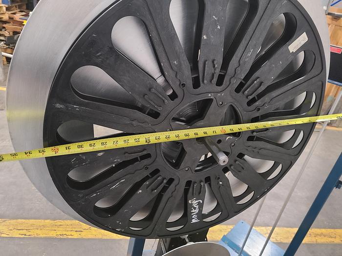 Used Rapid Air Industries Dual Motorized Stock Feed Reels with Antenna Feed Control. 